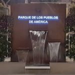 Fuente Parque de los pueblos de América. Acero corten